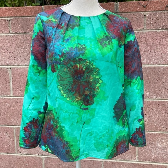 J. Crew Top Floral Print Chiffon Size X-SMALL  Hothouse - Picture 3 of 8